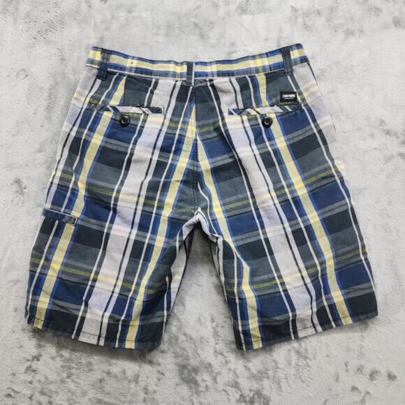 ZOO YORK Shorts Mens 32‎ Blue Yellow Black Plaid Bermuda Shorts Skater Boarding - Picture 3 of 6